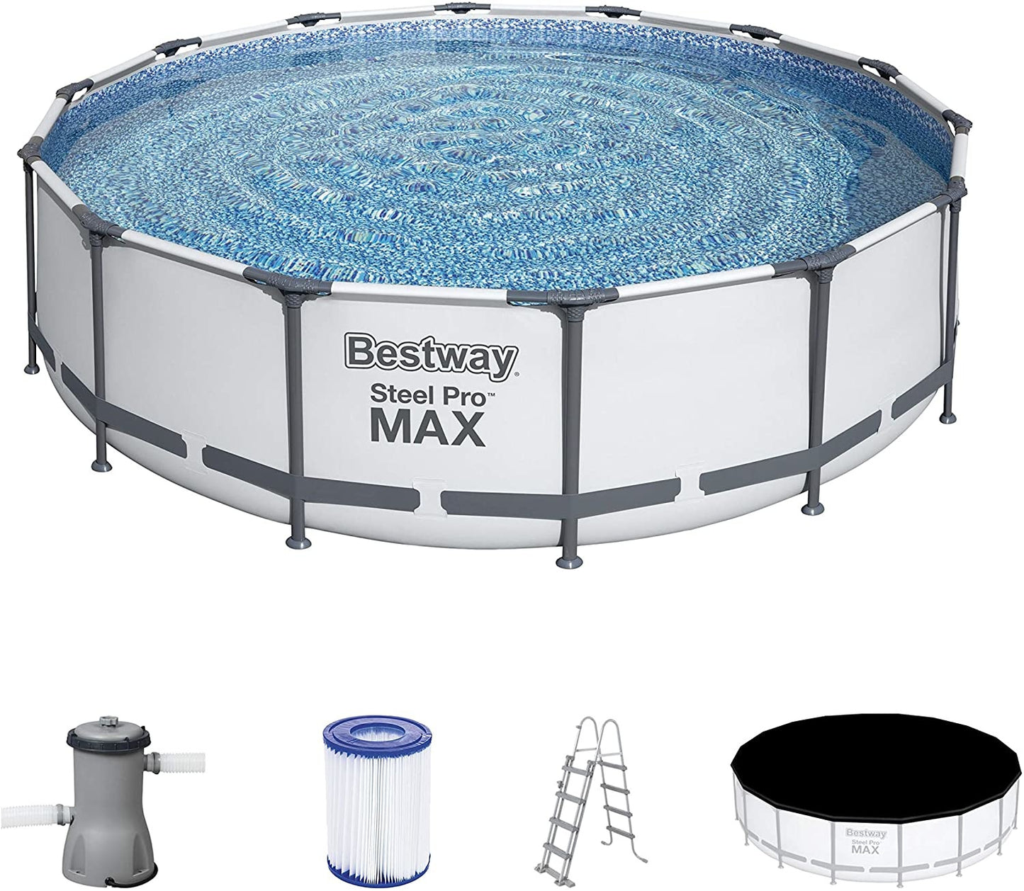 Opzetzwembad - 457x122 cm, 3-laags PVC, 16.015 liter, pomp 3028 l/h - Grijs