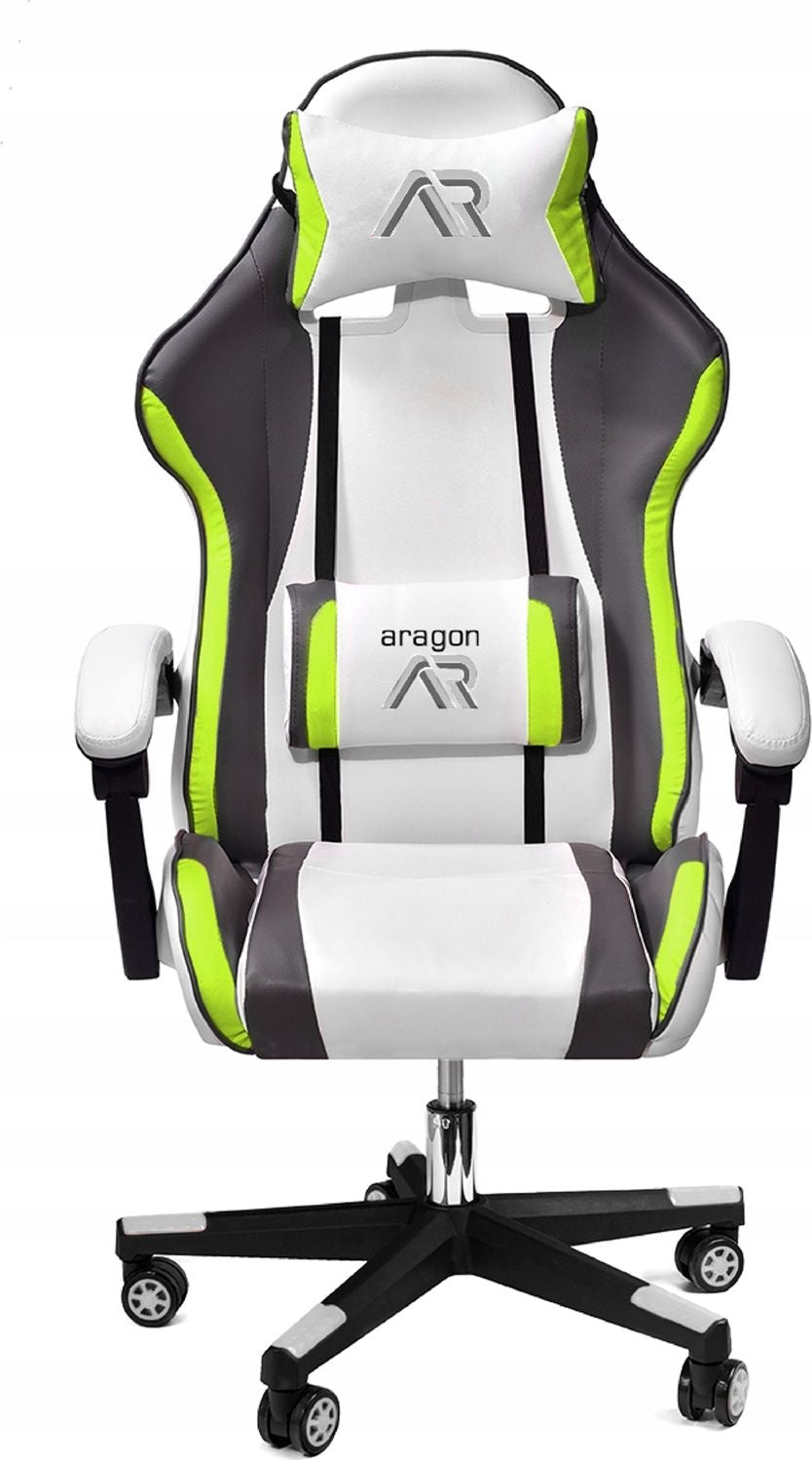 GAMINGSTOEL - Ergonomisch, Kantelbaar, 120kg Draagkracht - Wit-Grijs-Limoen