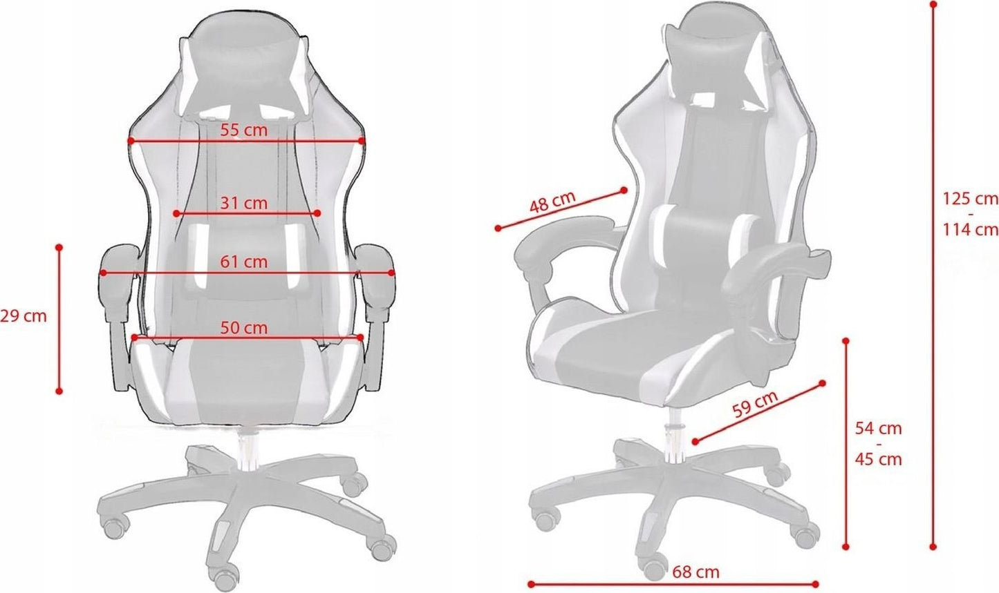 GAMINGSTOEL - Ergonomisch, Kantelbaar, 120kg Draagkracht - Wit-Grijs-Limoen