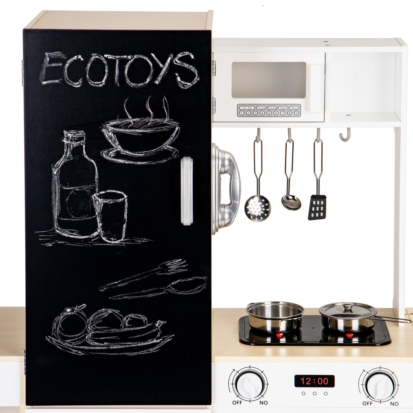 KINDERKEUKEN - Hout en MDF - wit/zwart/grijs