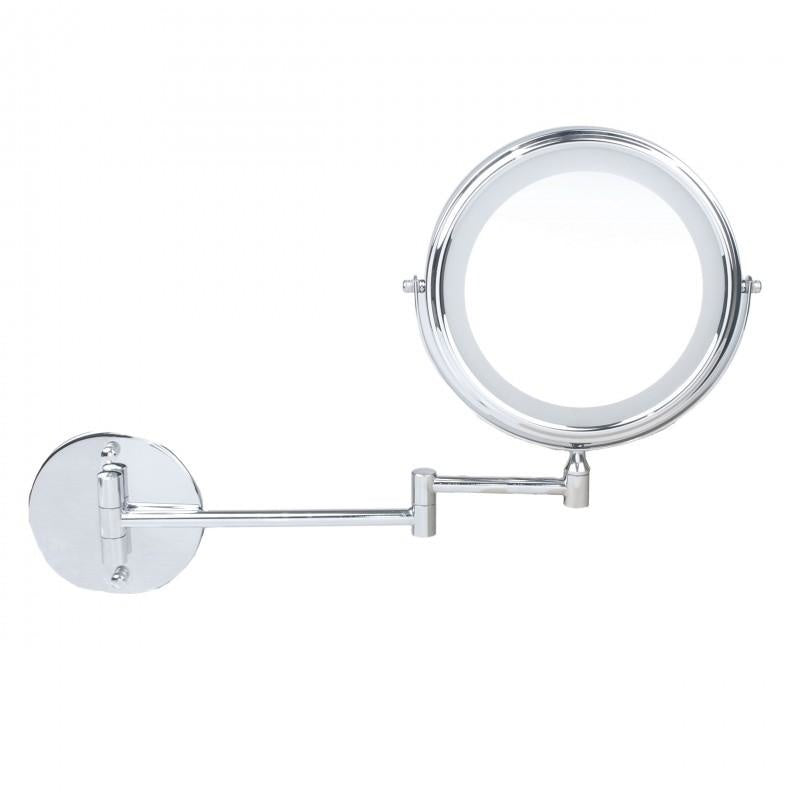 MAKE-UP SPIEGEL - LED-verlichting-360° rotatie-dubbelzijdig - chroom