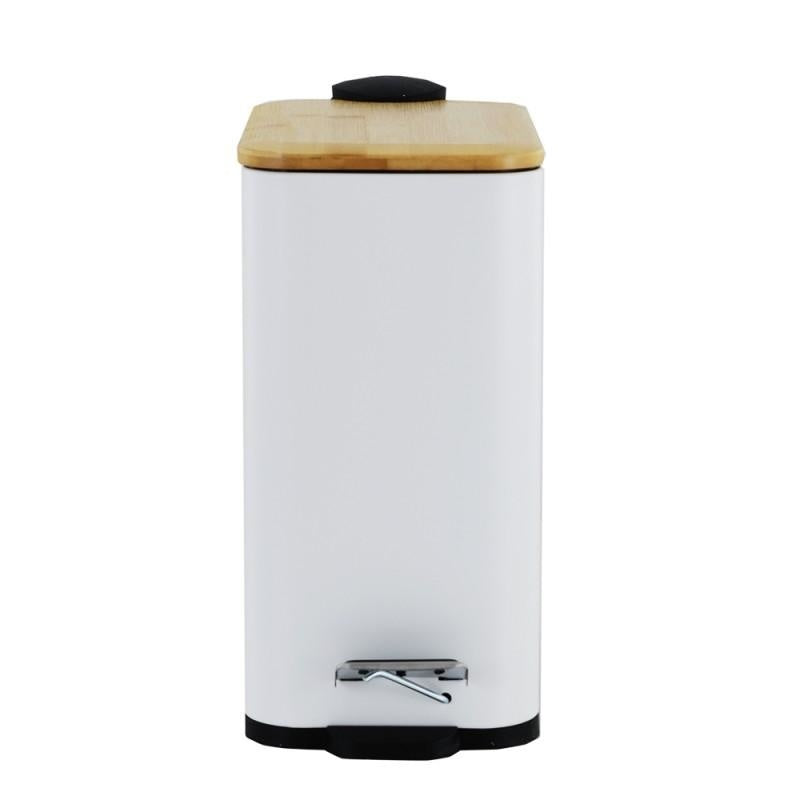 Pedaalemmer - Staal en Bamboehout - Wit - 5L