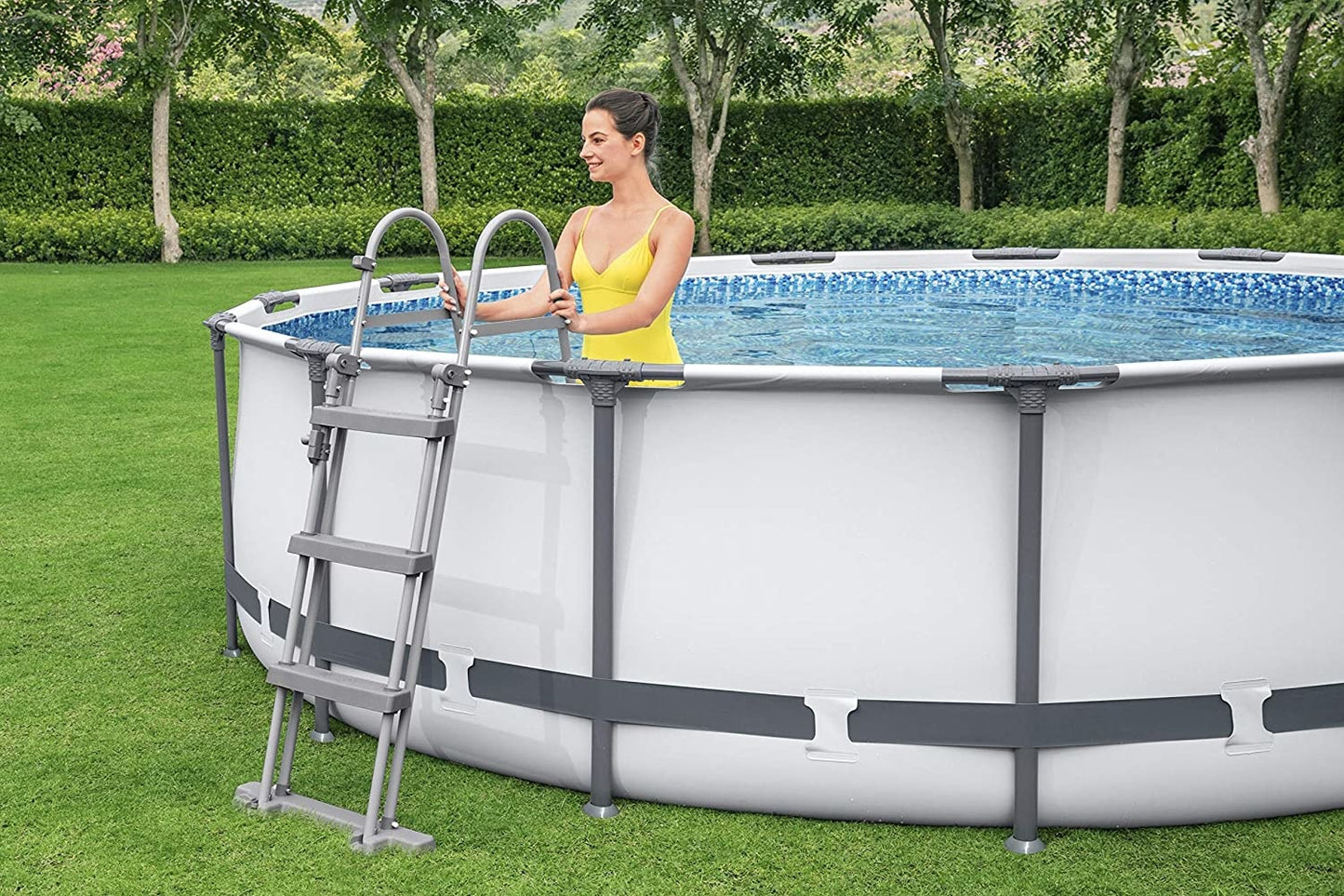 Opzetzwembad - 457x122 cm, 3-laags PVC, 16.015 liter, pomp 3028 l/h - Grijs