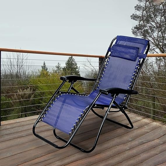 LIGSTOEL TUIN - Textileen Gaas - Blauw - 175x67x108 cm