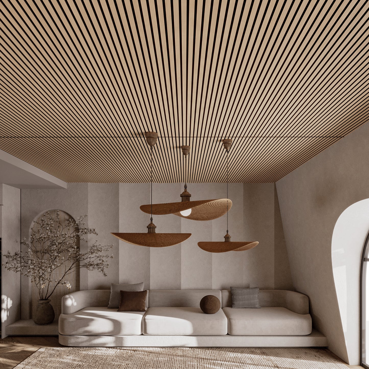 Akoestisch wandpaneel - licht eiken - 280x60 cm