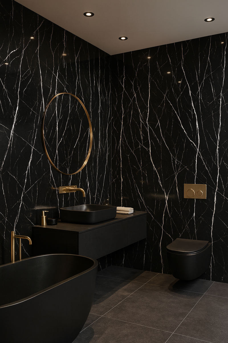 PVC Wandpaneel Milano Black Hoogglans Zwart – Waterdicht 280×122 cm
