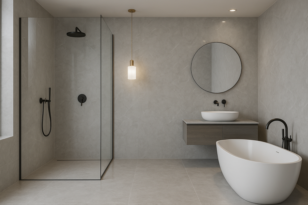 PVC Wandpaneel Oslo Donkergrijs Hoogglans – Waterdicht 280×122 cm