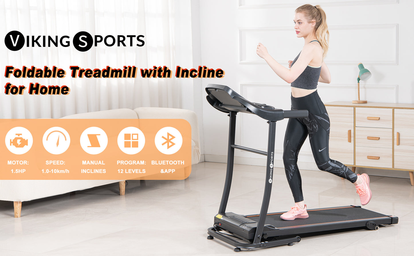LOOPBAND - 1.5HP Motor - Inklapbaar - Bluetooth - 400x1100mm - Zwart