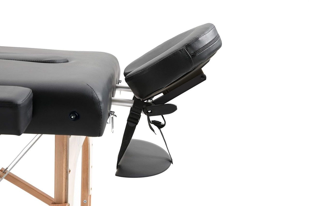 MASSAGETAFEL - 3 Secties, Verstelbare Hoofdsteun, Opvouwbaar - Zwart 185x70 cm