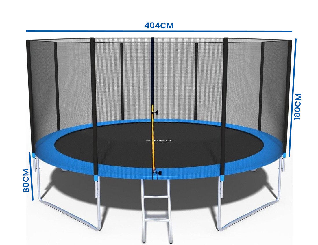 Trampoline - 404 cm met veiligheidsnet en ladder - blauw