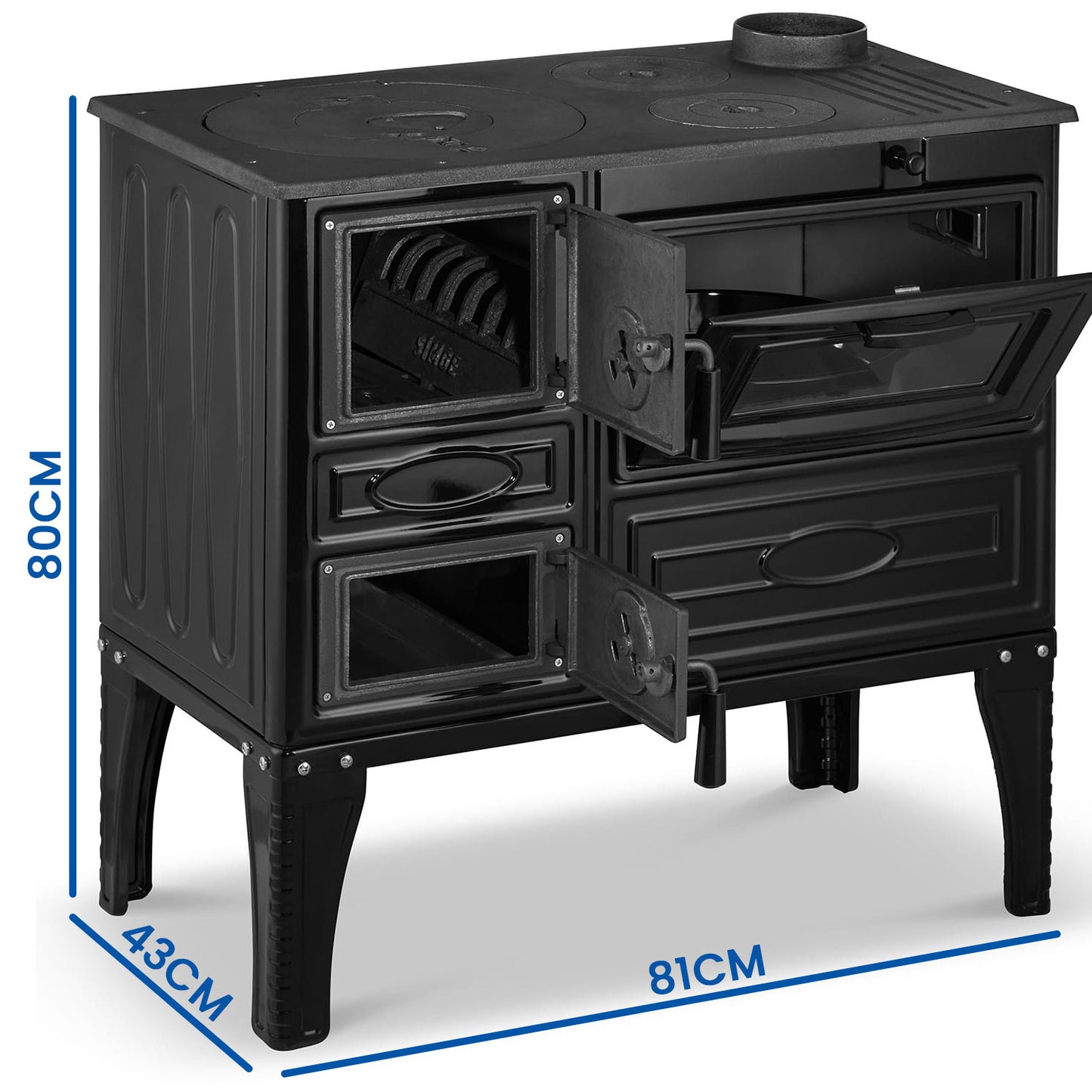 HOUTKACHEL - 8,7 kW - 10,7 kW - Zwart