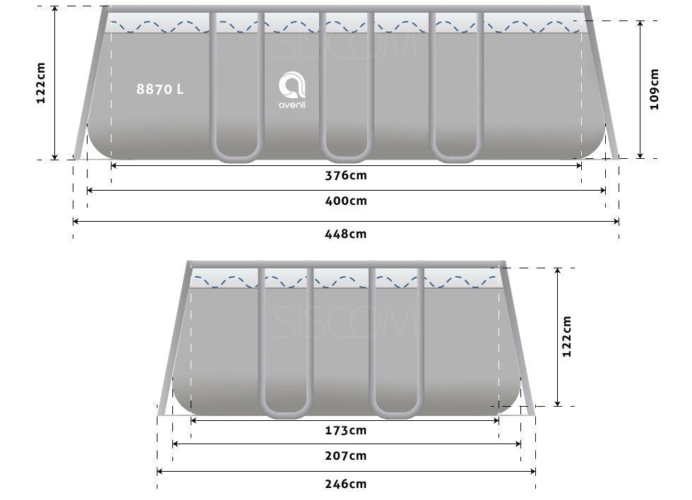 Opzetzwembad - 3-laags PVC, Pomp 2006 l/h - Grijs 400x207x122 cm