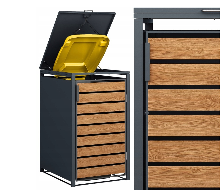 CONTAINER OMBouw - Geschikt voor 240L - Antraciet/Houtlook