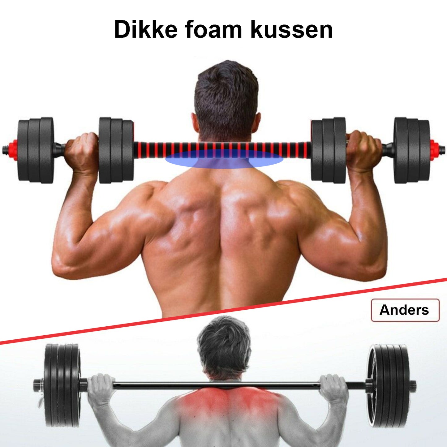 Halterset - Verstelbaar 30 kg - Zwart/Rood