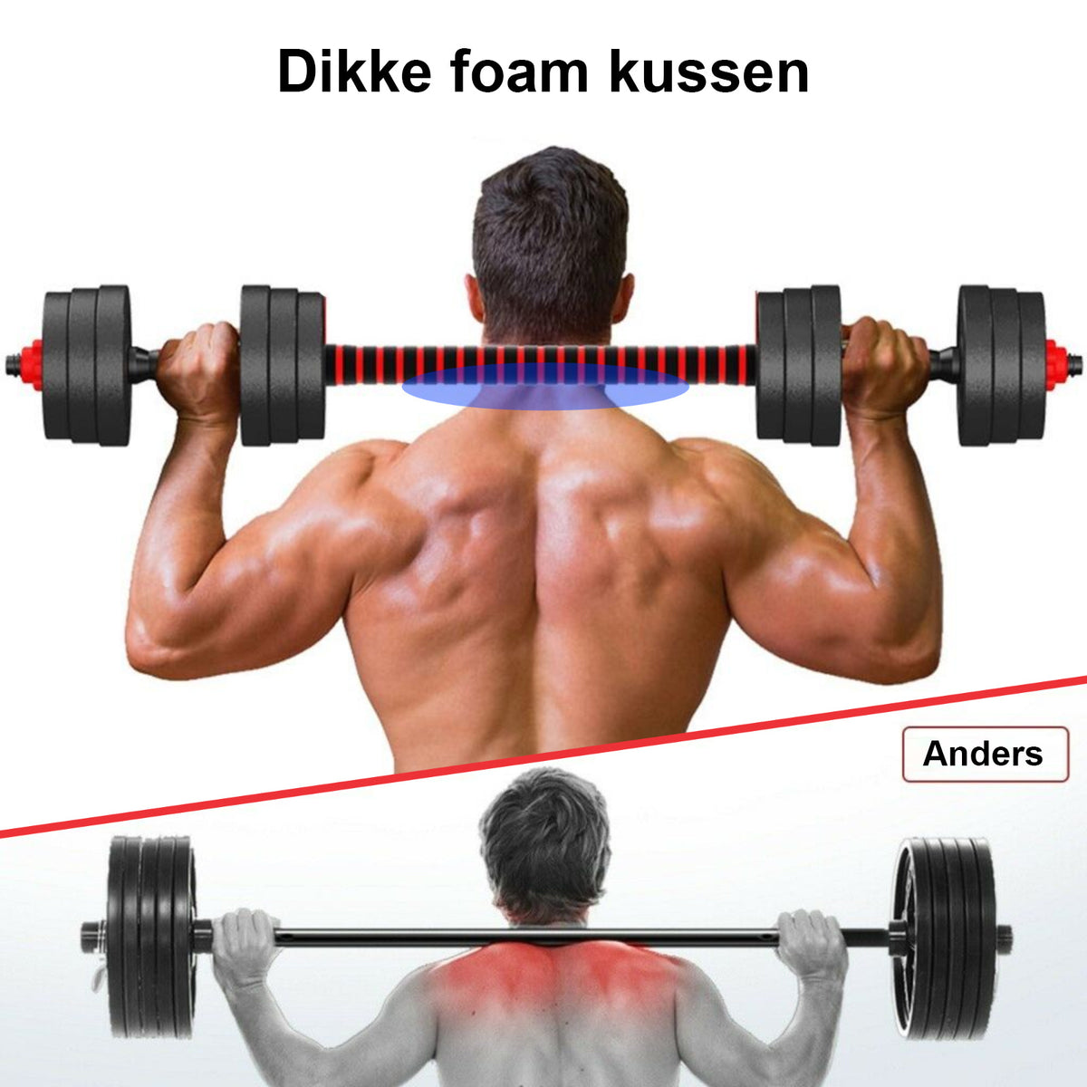 Halterset - Verstelbaar 30 kg - Zwart/Rood