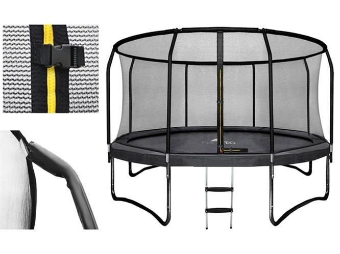TRAMPOLINE - Veiligheidsnet-Ladder-Max 150kg - Zwart-366cm