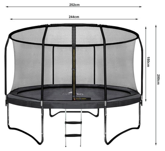 Trampoline - Veiligheidsnet en Ladder - Zwart - 244 cm