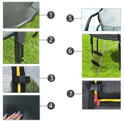 TRAMPOLINE - Veiligheidsnet-Ladder-Max 150kg - Zwart-305cm