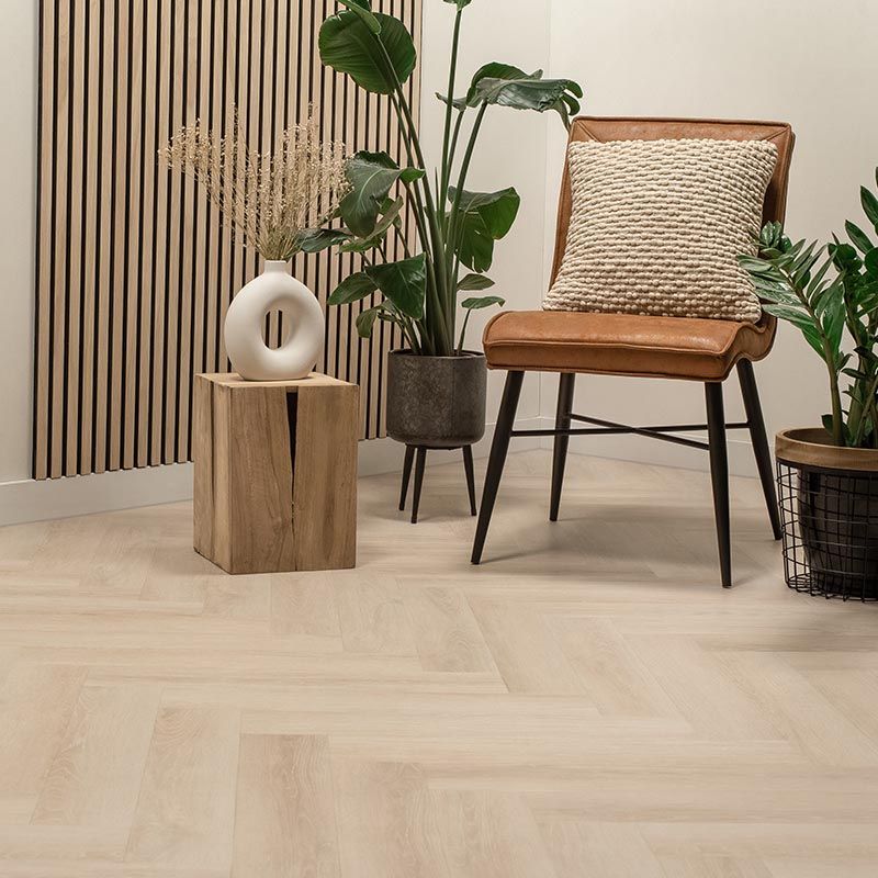 Charlotte - visgraat plak - creme eiken - pvc