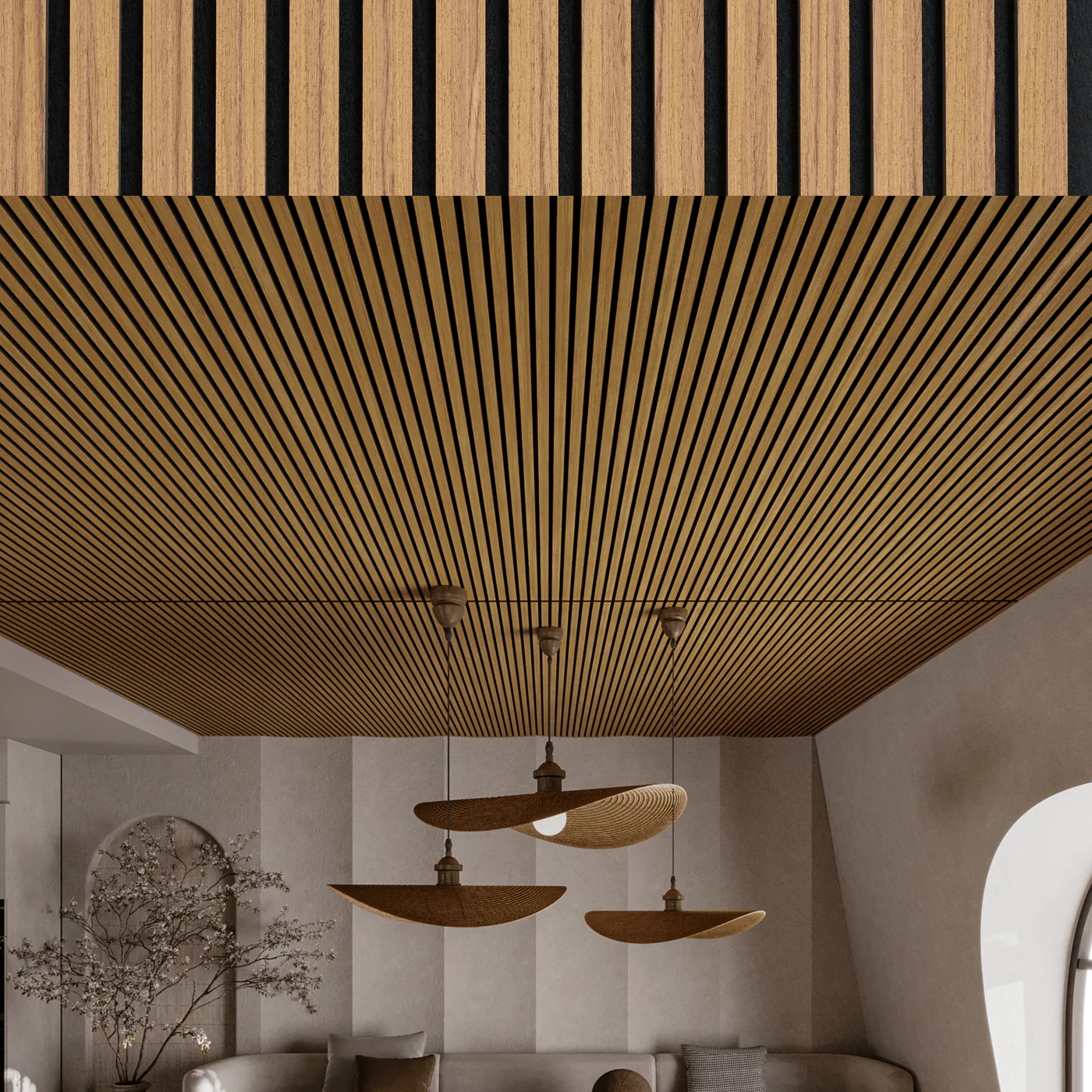Akoestisch wandpaneel - eiken - 280x60 cm