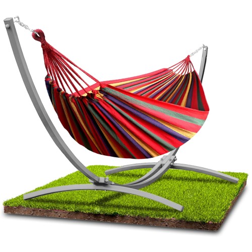 HANGMAT MET STANDAARD - Poedergecoat Staal - Oranje Rood - 220x160 cm