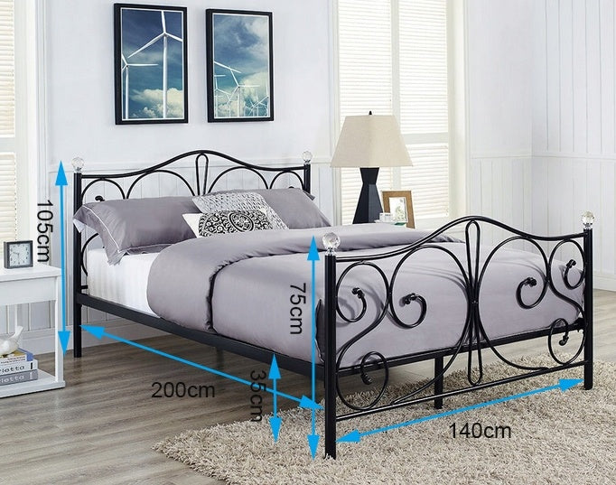 BEDFRAME - Metalen - Inclusief Lattenbodem - Zwart - 140x200cm