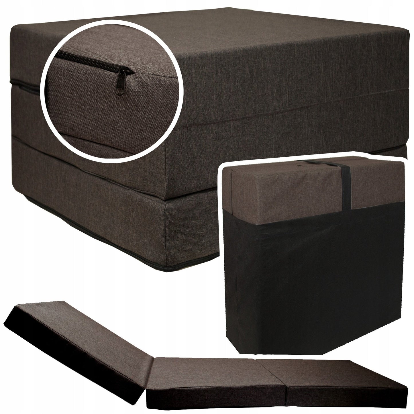 Logeermatras - opvouwbaar, comfortabel, wasbare hoes - 195x65x10 cm blauw