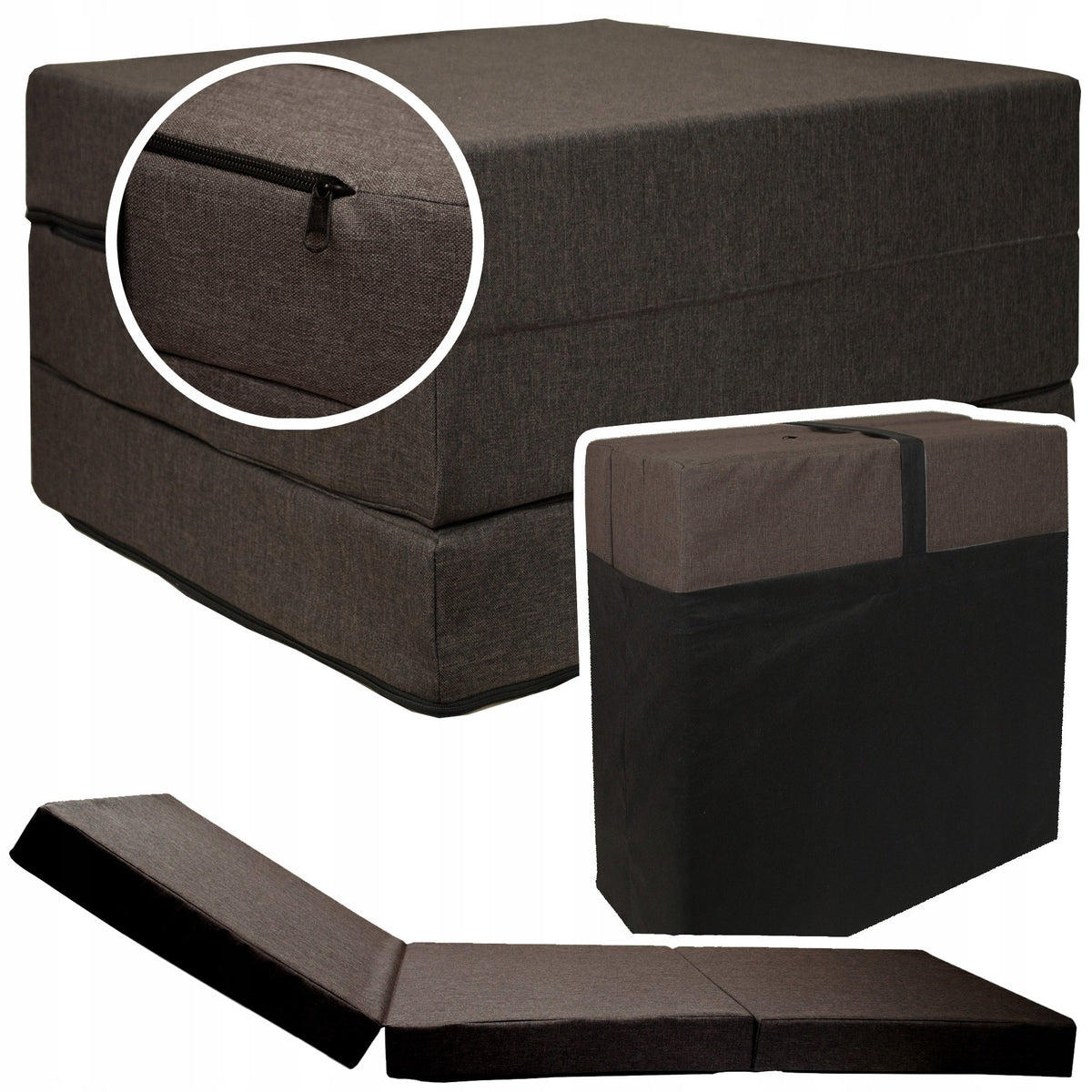Logeermatras - opvouwbaar, comfortabel, wasbare hoes - 195x65x10 cm blauw