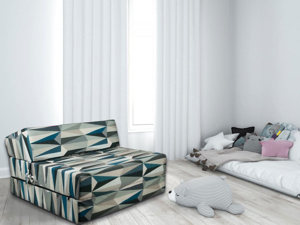 Opvouwbaar matras - luxe comfort, wasbare hoes, 15 cm dik - blauw/beige/zwart - 200x90 cm