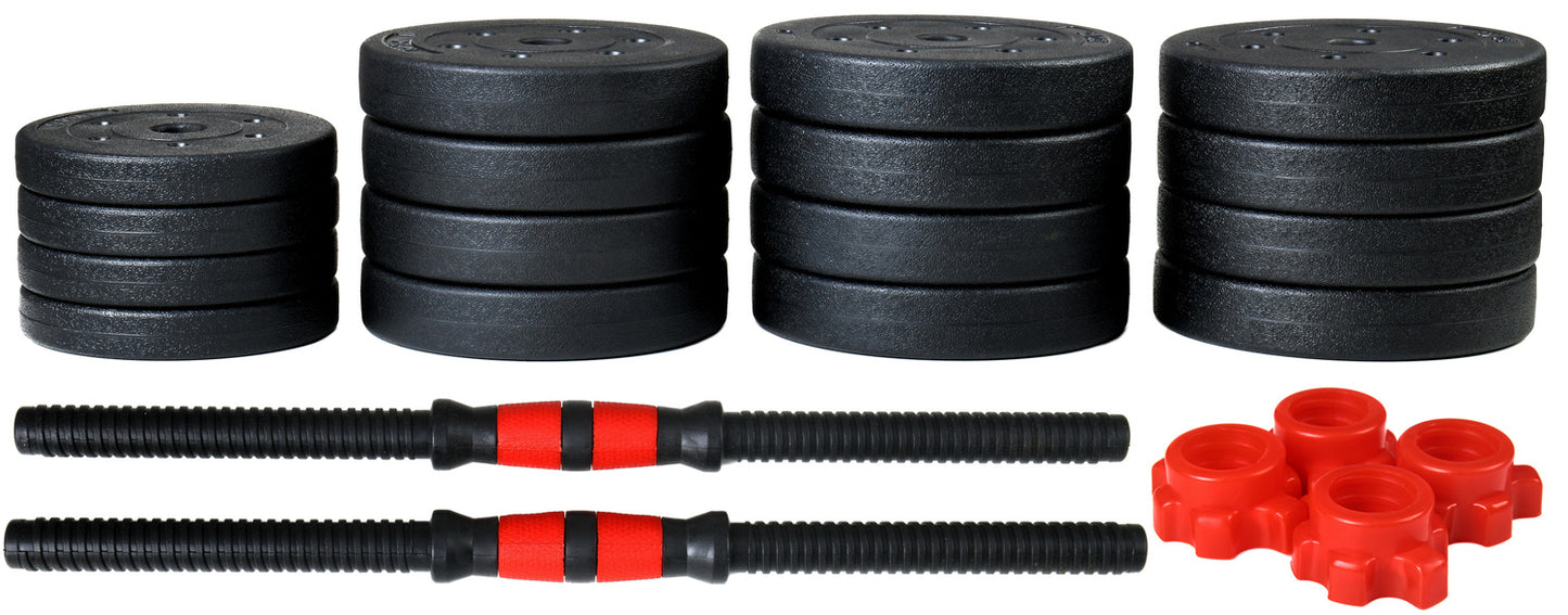 Halterset - 50kg Verstelbaar - Zwart/Rood