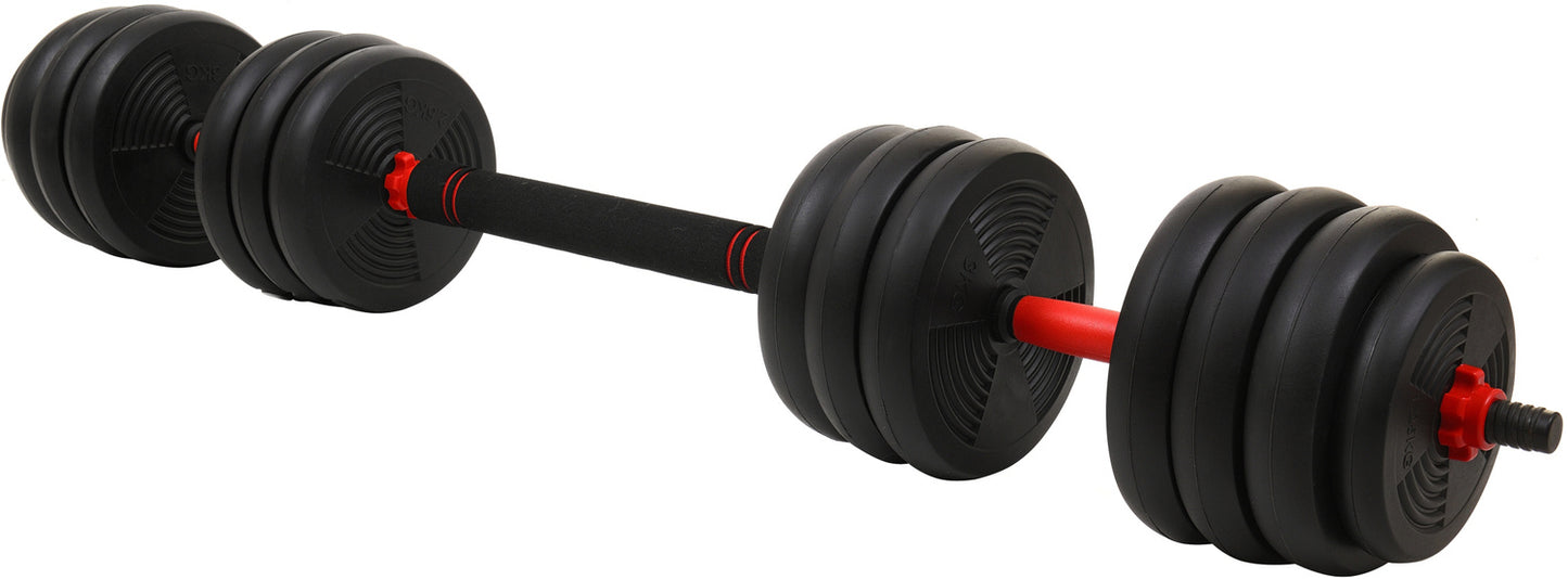 Halter- en Dumbbellset - 40kg Composiet - Zwart/Rood