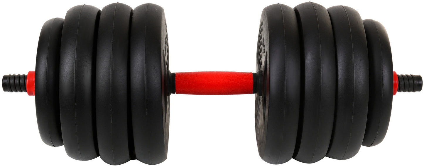 Halter- en Dumbbellset - 40kg Composiet - Zwart/Rood