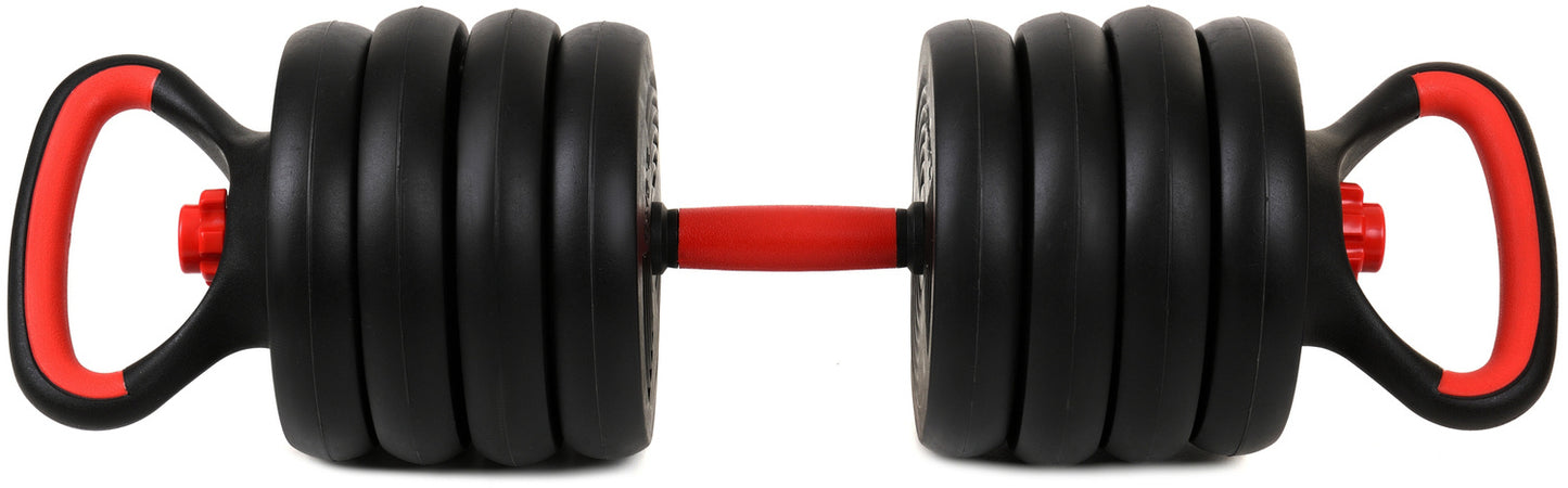 Halter- en Dumbbellset - 40kg Composiet - Zwart/Rood