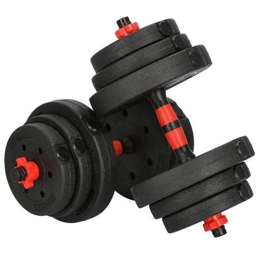 Barbell/Dumbbell Set - 20 kg - Composiet - Zwart/Rood