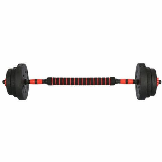 Barbell/Dumbbell Set - 20 kg - Composiet - Zwart/Rood