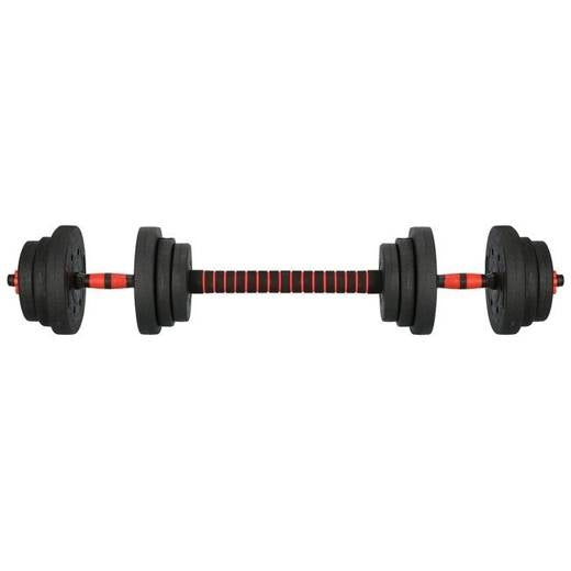 Barbell/Dumbbell Set - 20 kg - Composiet - Zwart/Rood