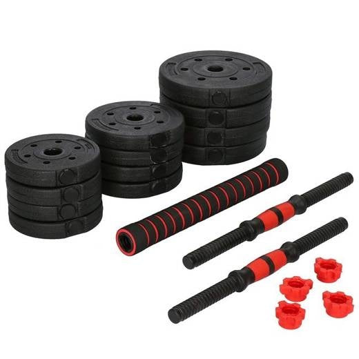 Barbell/Dumbbell Set - 20 kg - Composiet - Zwart/Rood