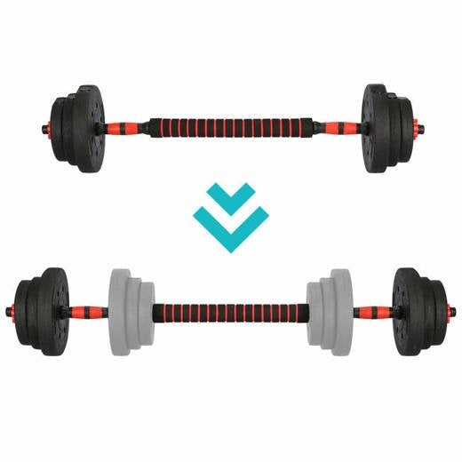 Barbell/Dumbbell Set - 20 kg - Composiet - Zwart/Rood