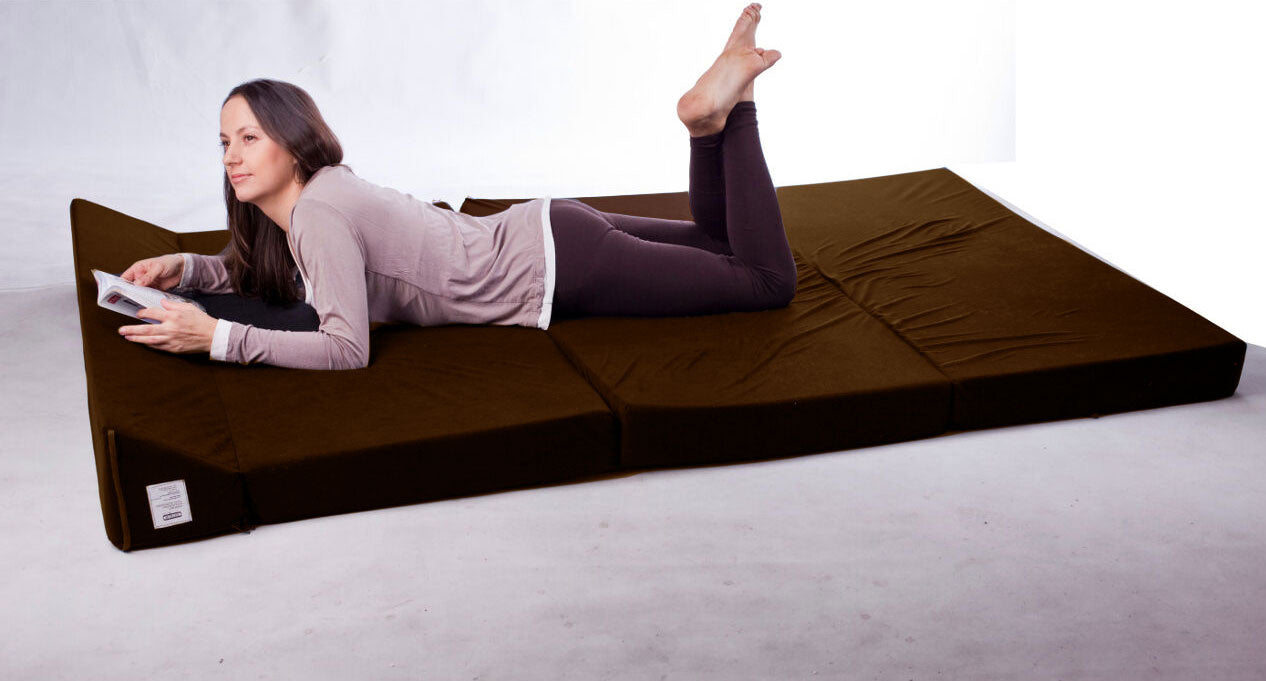 Opvouwbaar matras - wasbare hoes - bruin - 200x120x10 cm