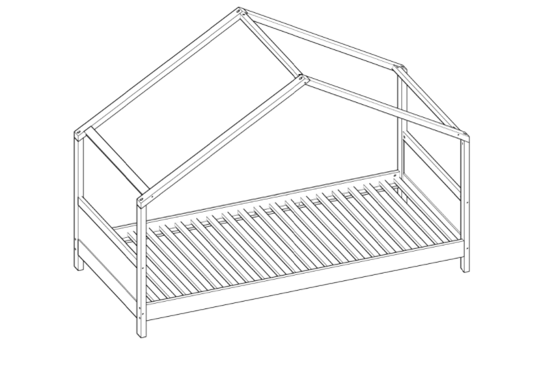 HUISBED - massief grenenhout - wit - 90x200cm