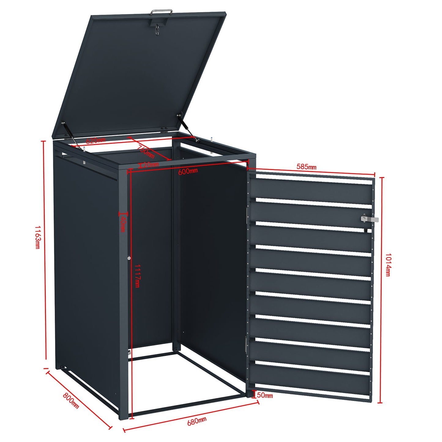 CONTAINER OMBouw - Geschikt voor 240L - Antraciet/Houtlook
