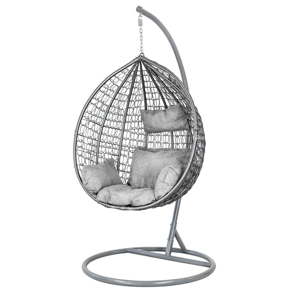 HANGSTOEL - Staalconstructie met Grijze Kussens - Grijs