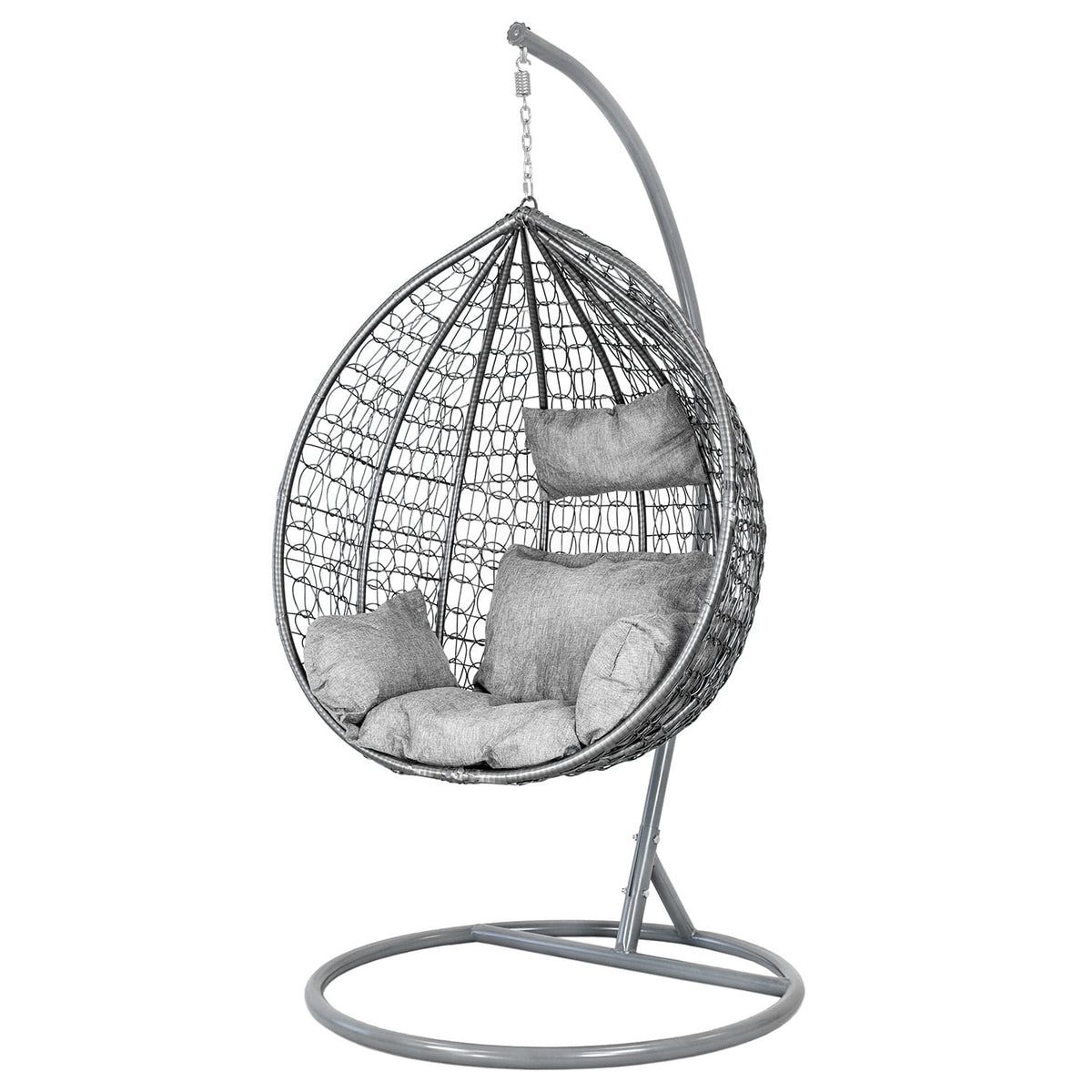 HANGSTOEL - Staalconstructie met Grijze Kussens - Grijs