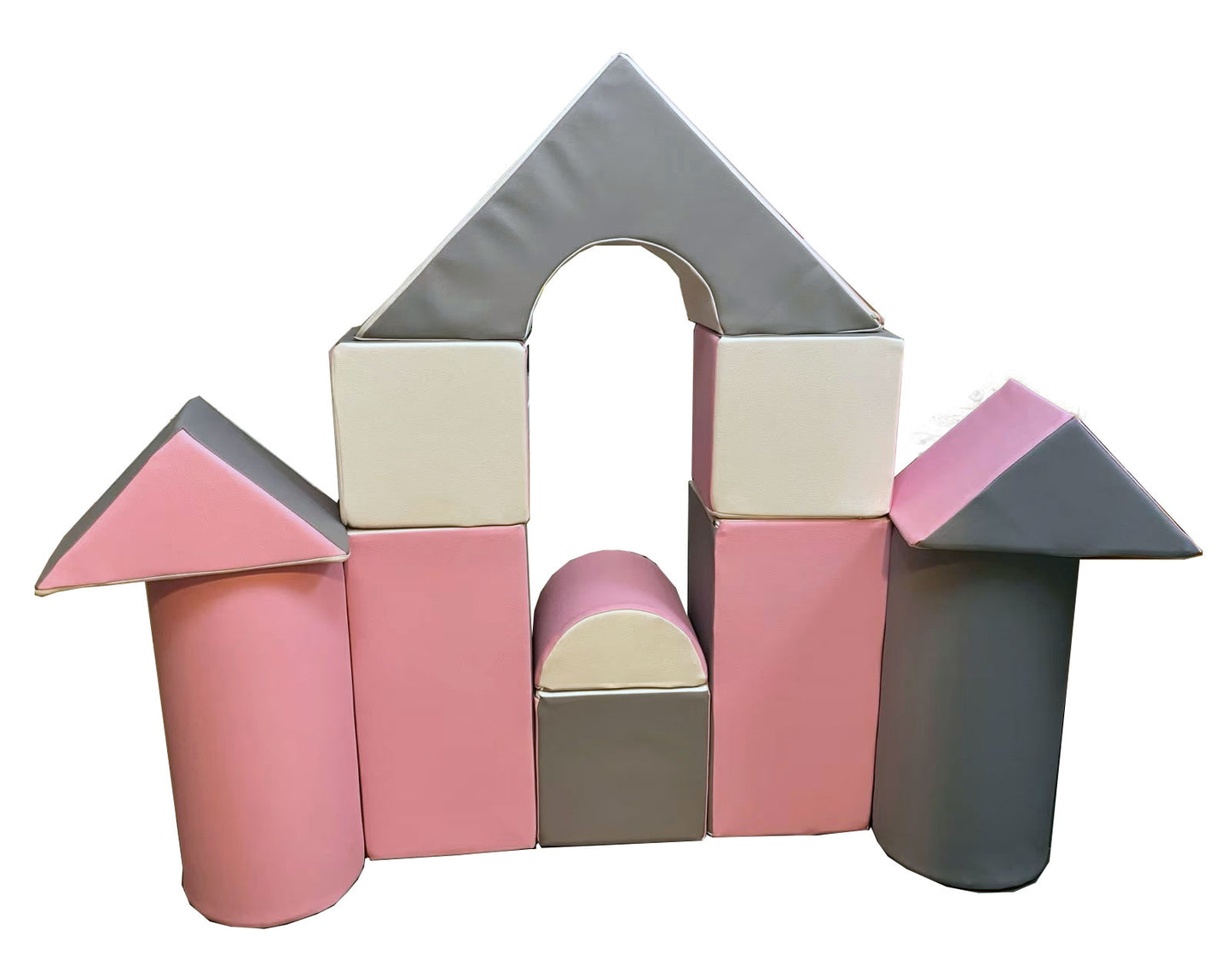 Schuimblokken kasteelset - 11 stuks, veilig en duurzaam - wit/licht paars/grijs
