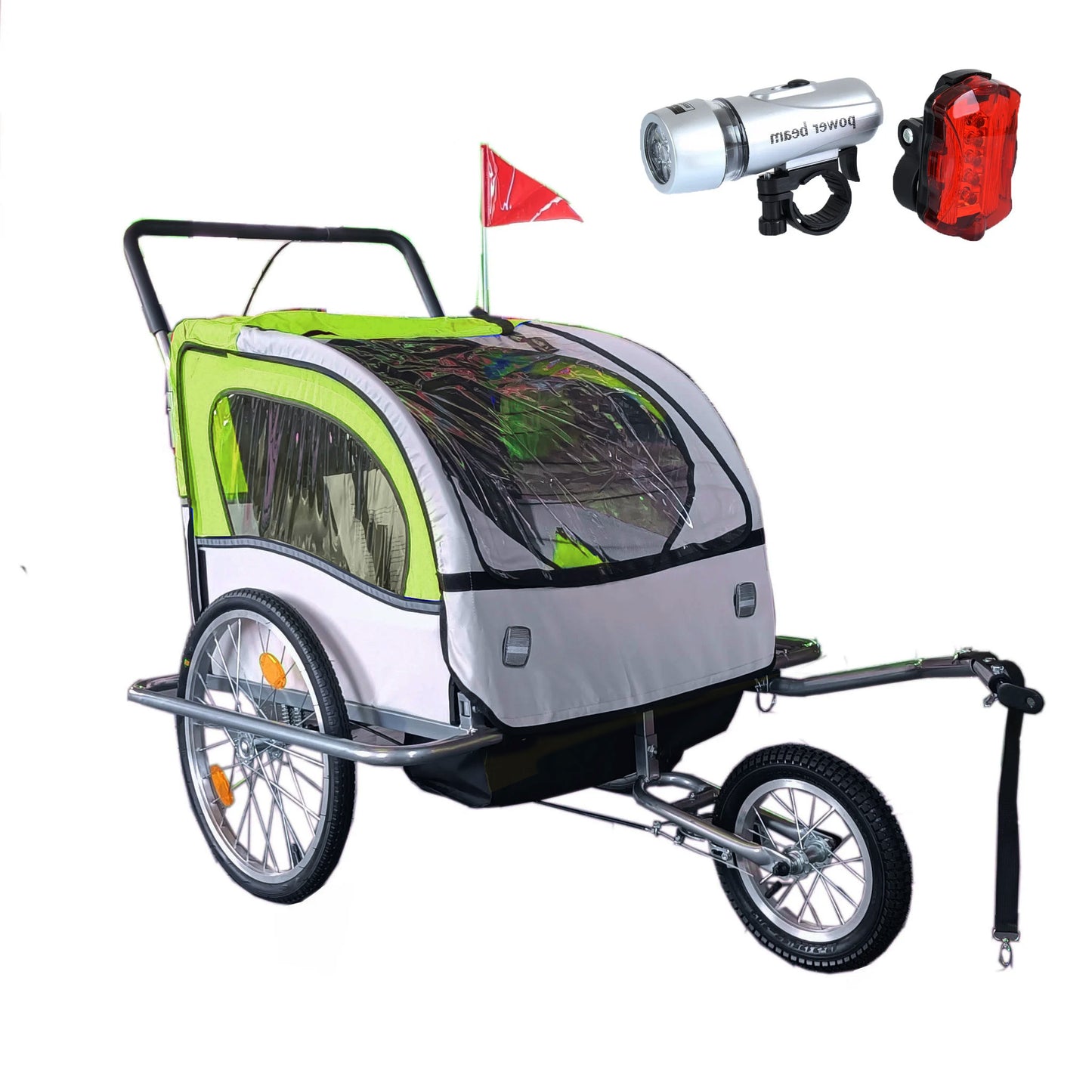 fietskar - schokdemper en luchtbanden - lime groen