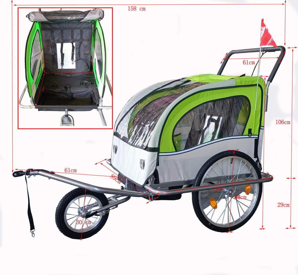 fietskar - schokdemper en luchtbanden - lime groen