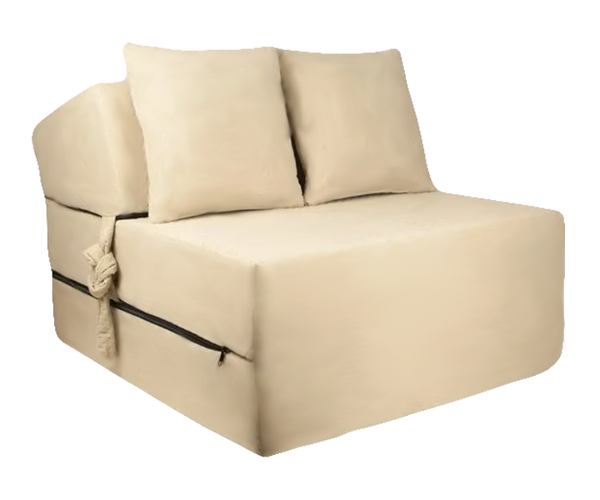 Logeermatras - opvouwbaar met kussens - beige - 200x70x15 cm