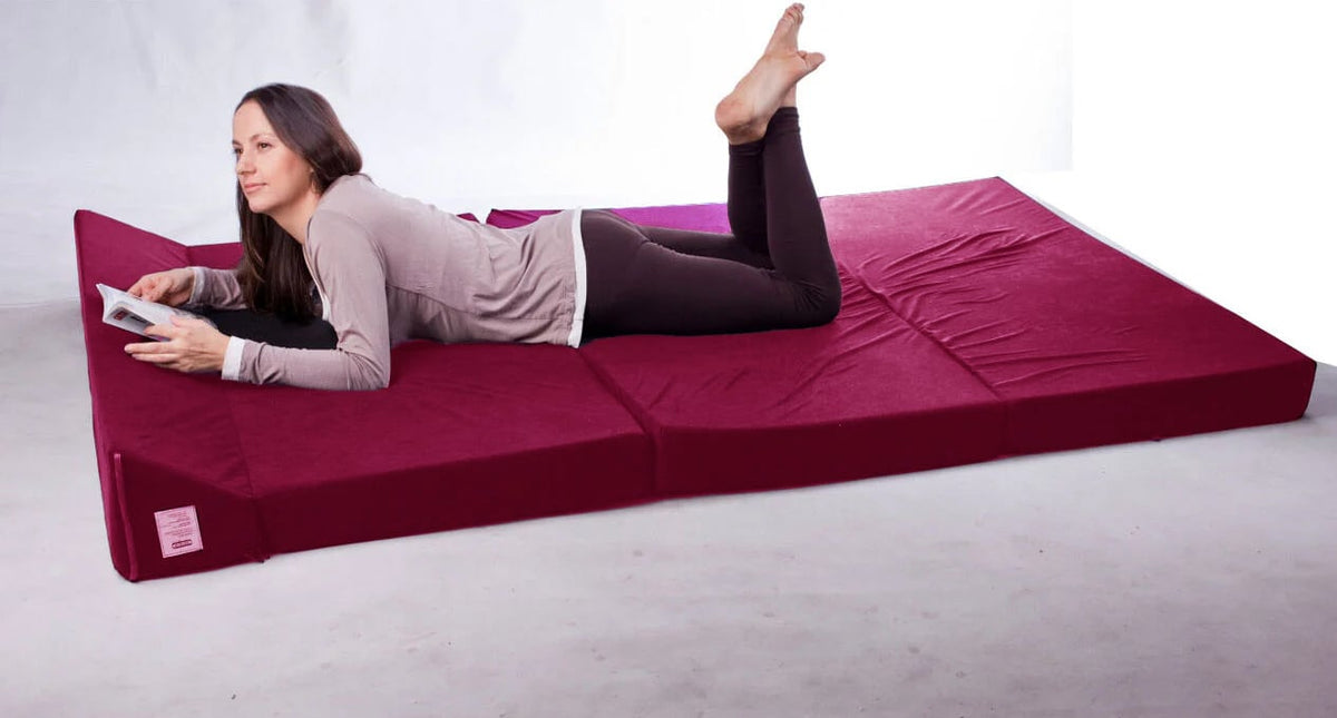 Opvouwbaar matras - wasbare hoes - bordeaux - 200x120x10 cm