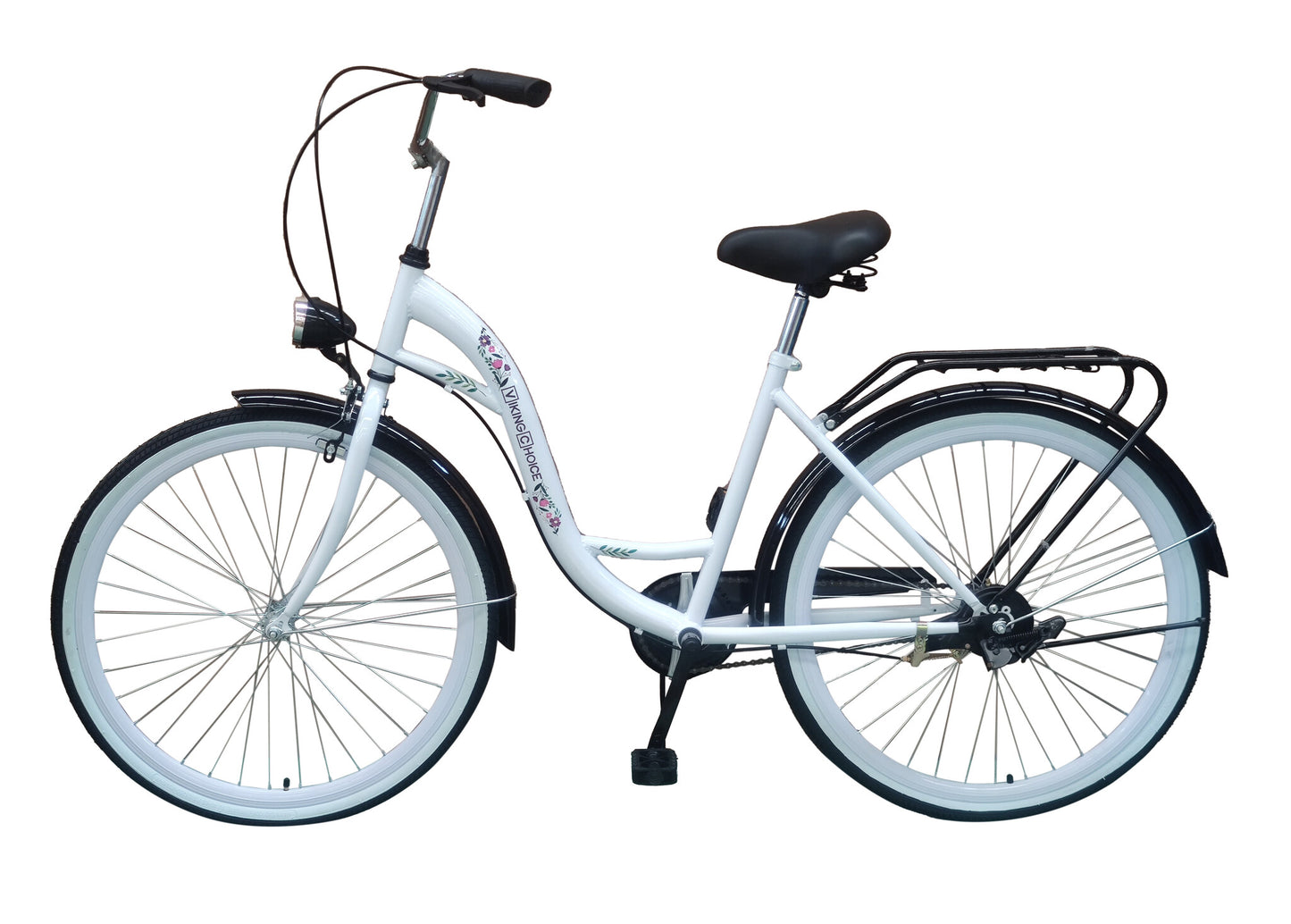 meisjesfiets - 26 inch - staal - wit/zwart