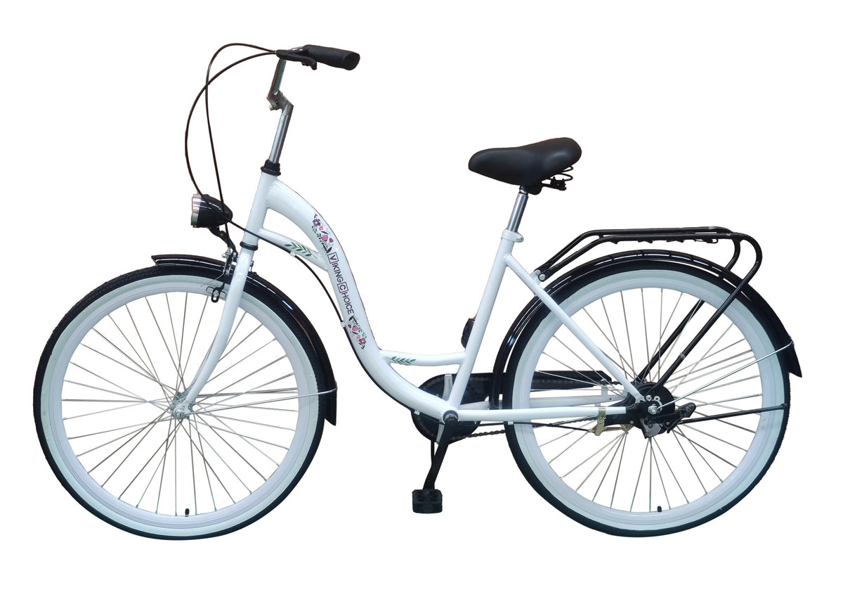 meisjesfiets - 26 inch - staal - wit/zwart